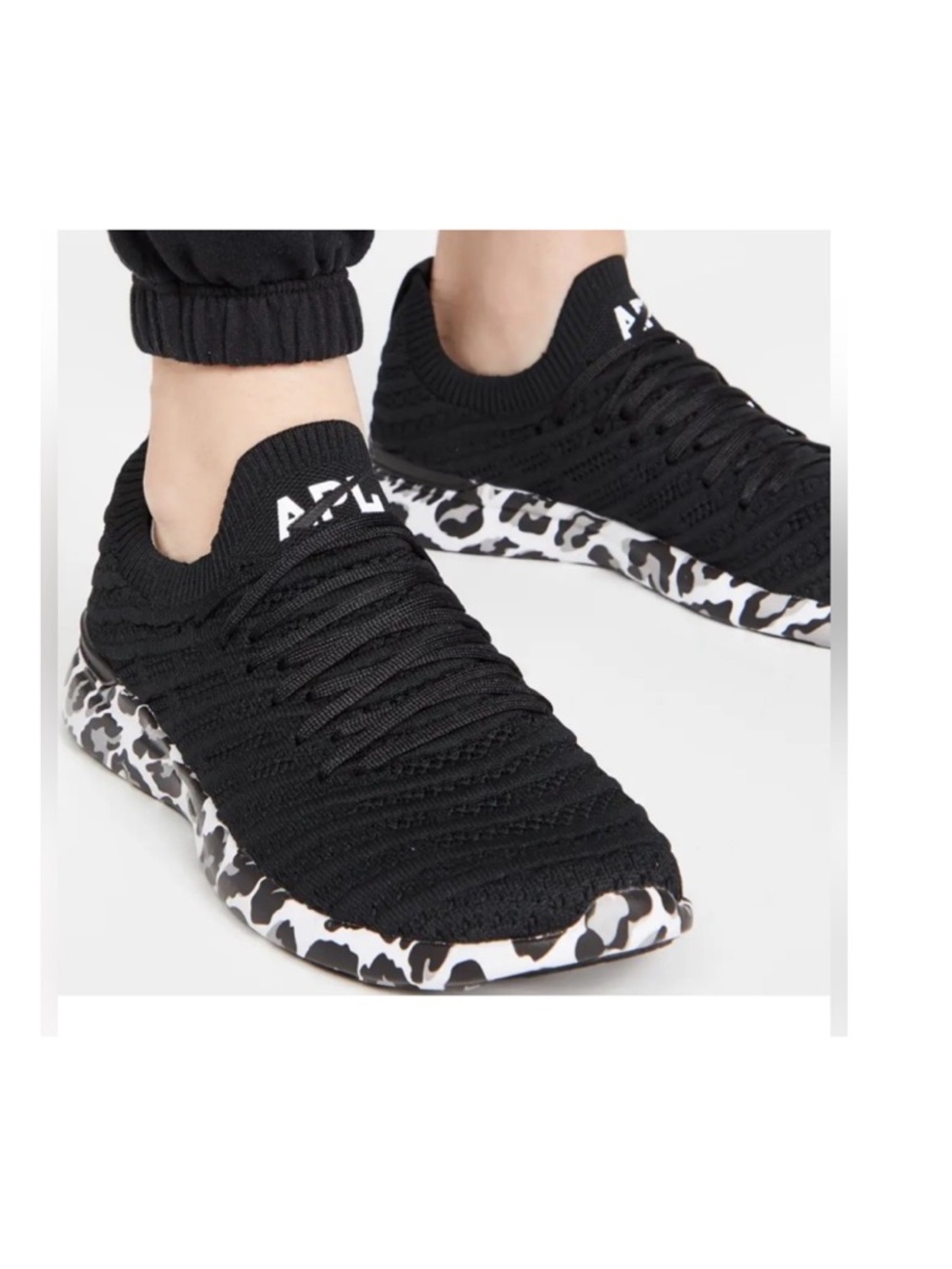 APL ATHLETIC PROPULSION LABS women TECHLOOM WAVE IN BLACK/Asteroid /Leopard 
9.5